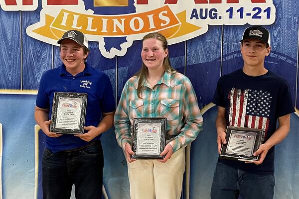 Pictured (L to R): Drew Lueking, Clinton County, Alaina Dinderman, Stephenson County, and Alaina Dinderman, Stephenson County